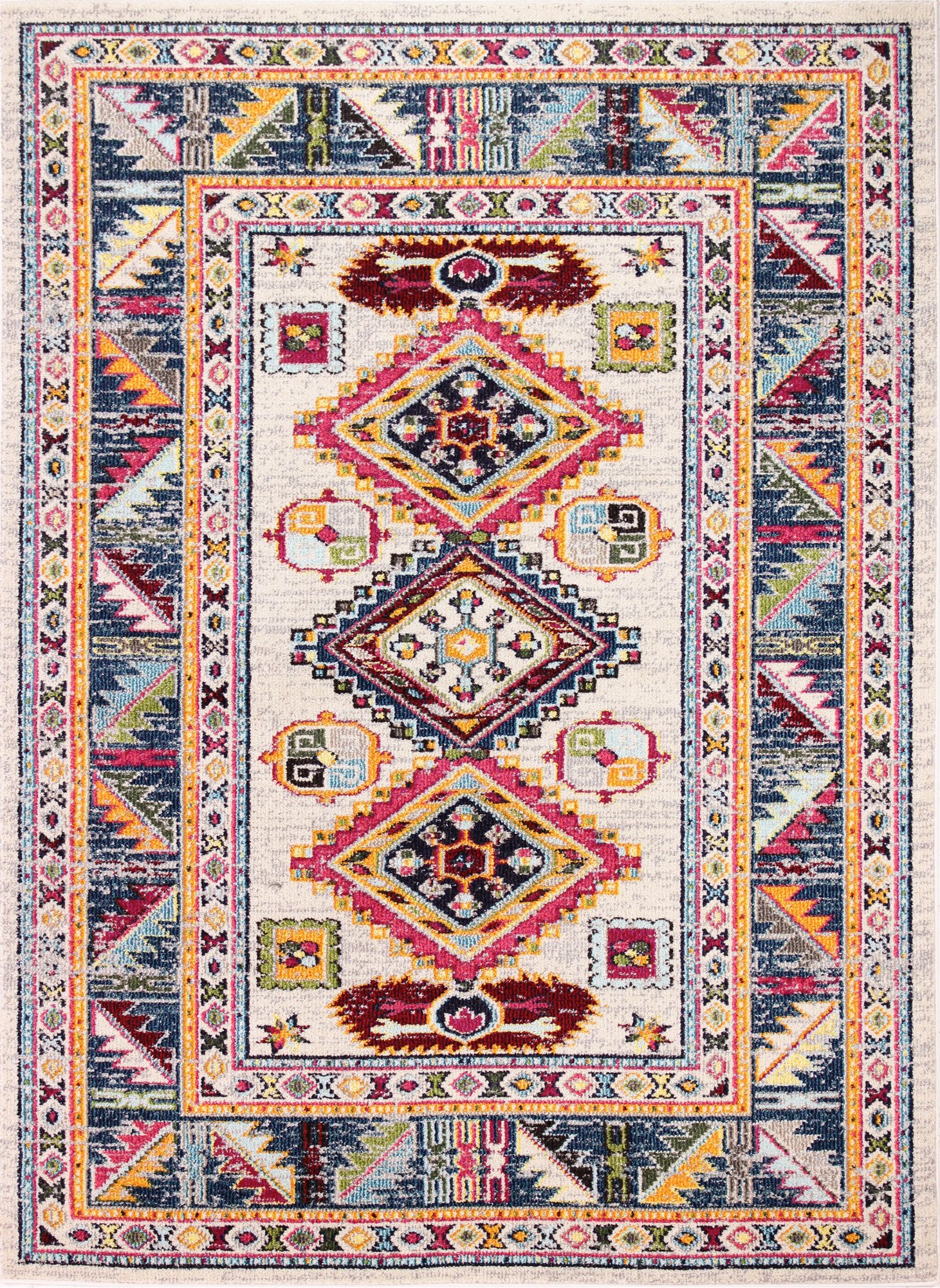Dakota 5 x 8 Medium Transitional Zita Ivory and Blue Rug-1
