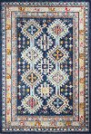 5 x 8 Medium Transitional Navy Blue and Ivory Area Rug - Dakota