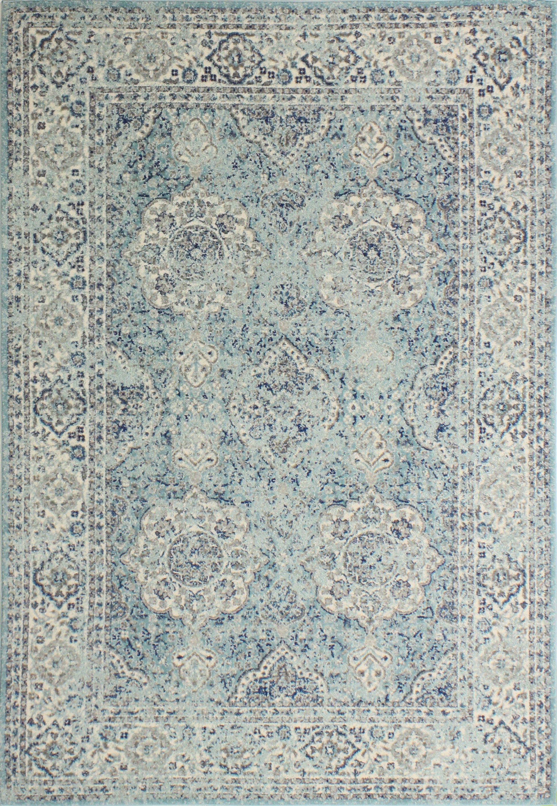 5 x 8 Medium Traditional Alberta Aqua Area Rug - Everek-1