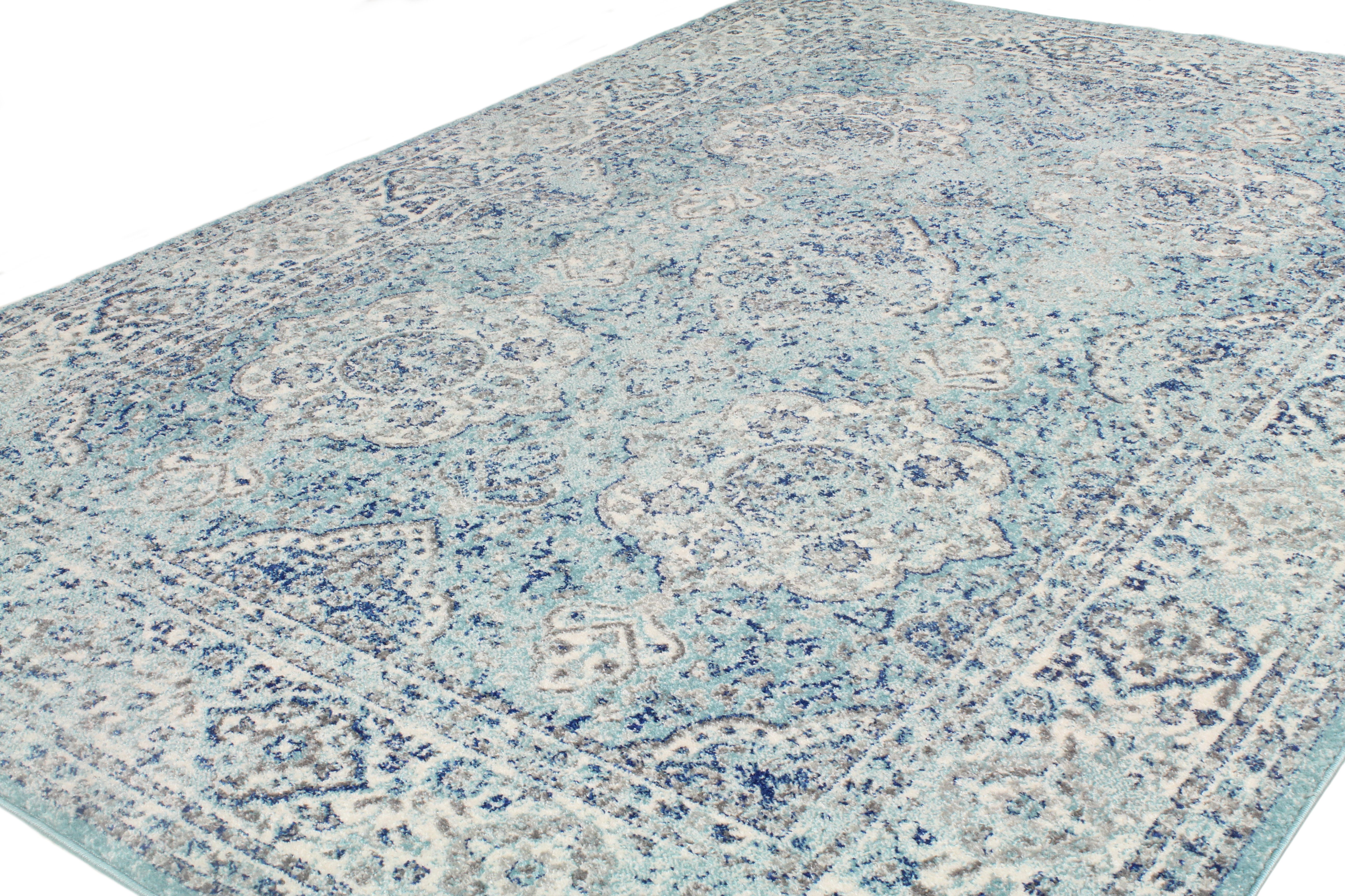 5 x 8 Medium Traditional Alberta Aqua Area Rug - Everek-3