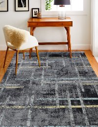 5 x 8 Medium Traditional Nellie Dark Gray and Blue Rug - Everek-3