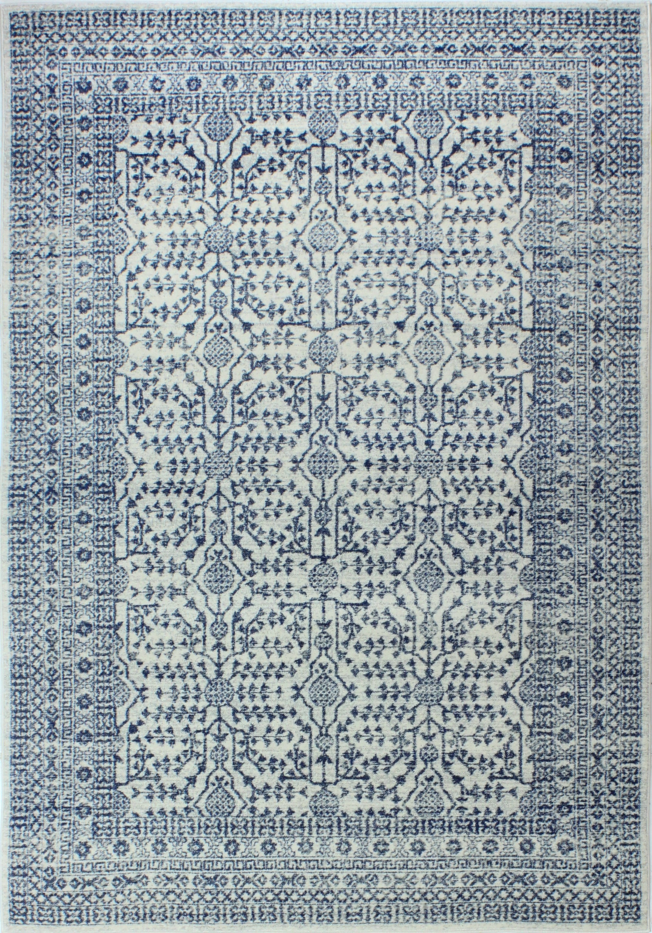 Everek 5 x 8 Traditional Noelle Ivory and Blue Rug-6