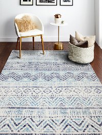 5 x 8 Medium Transitional Zeisha Blue and Ivory Area Rug - Mayfair-2