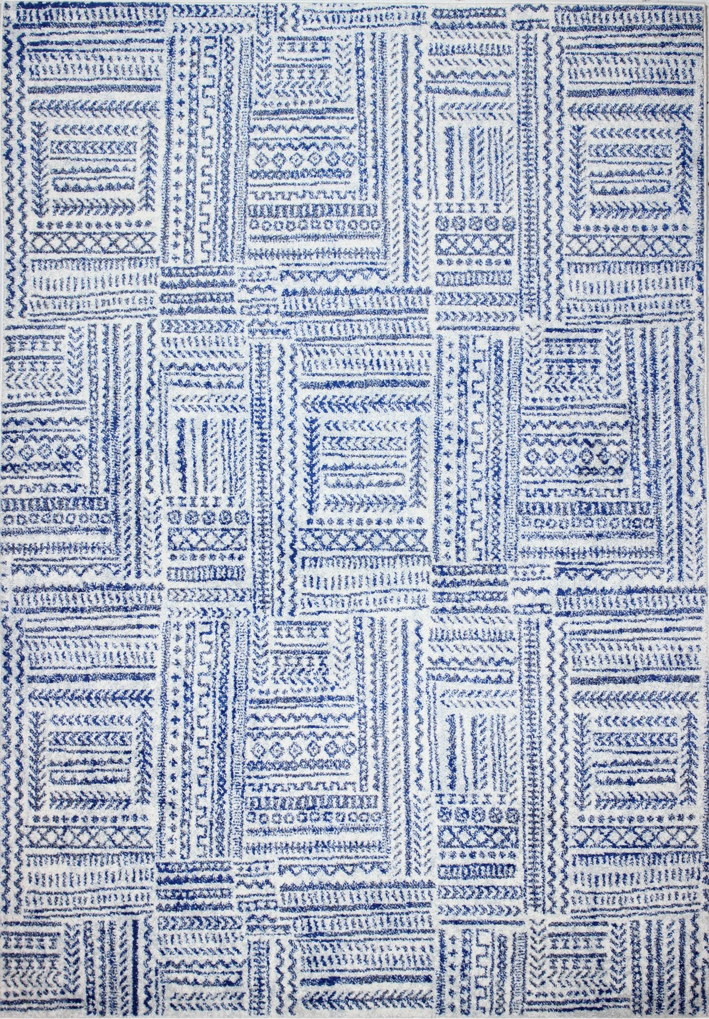 5 x 8 Medium Transitional Zaza Blue and Ivory Area Rug - Mayfair-1