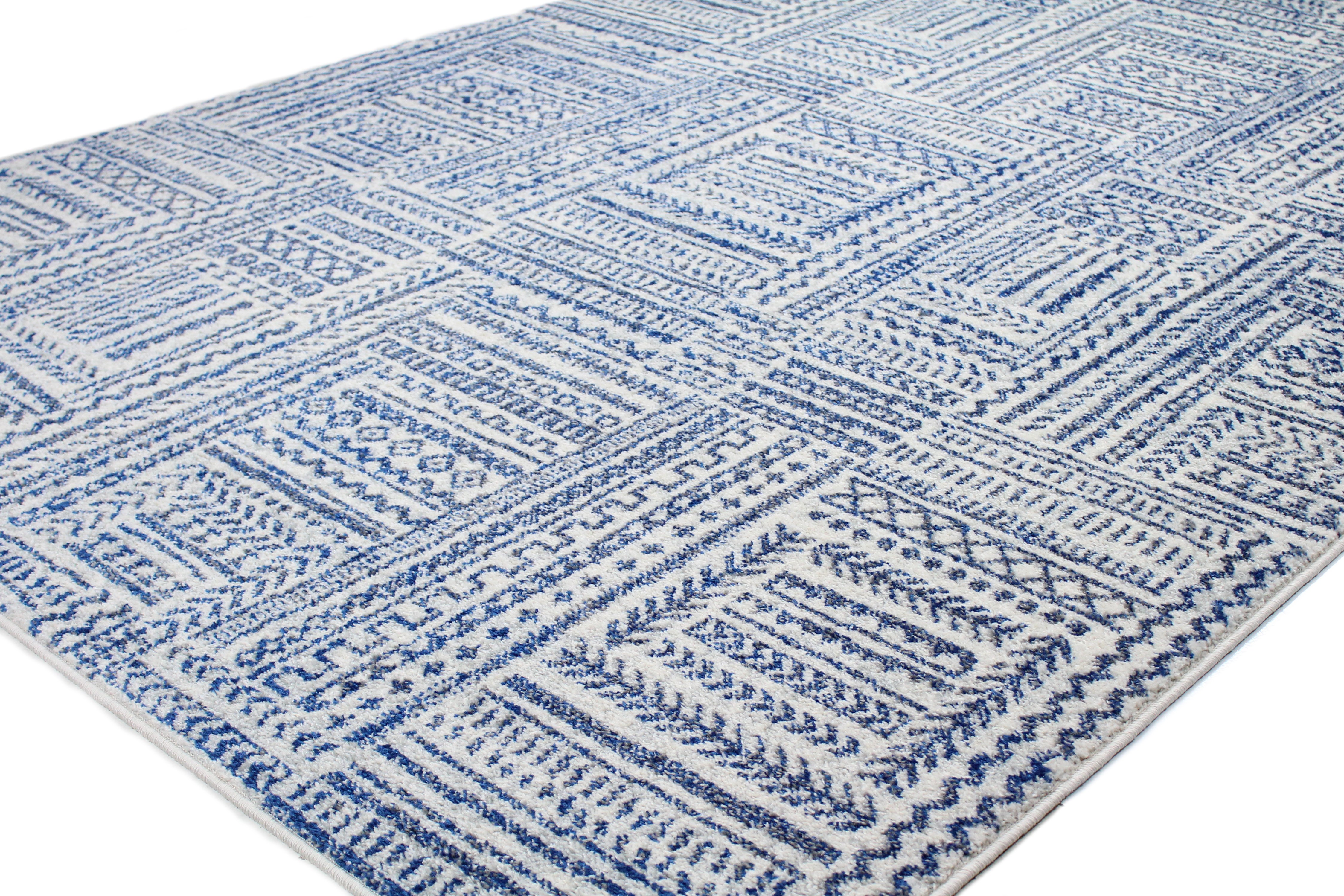 5 x 8 Medium Transitional Zaza Blue and Ivory Area Rug - Mayfair-3