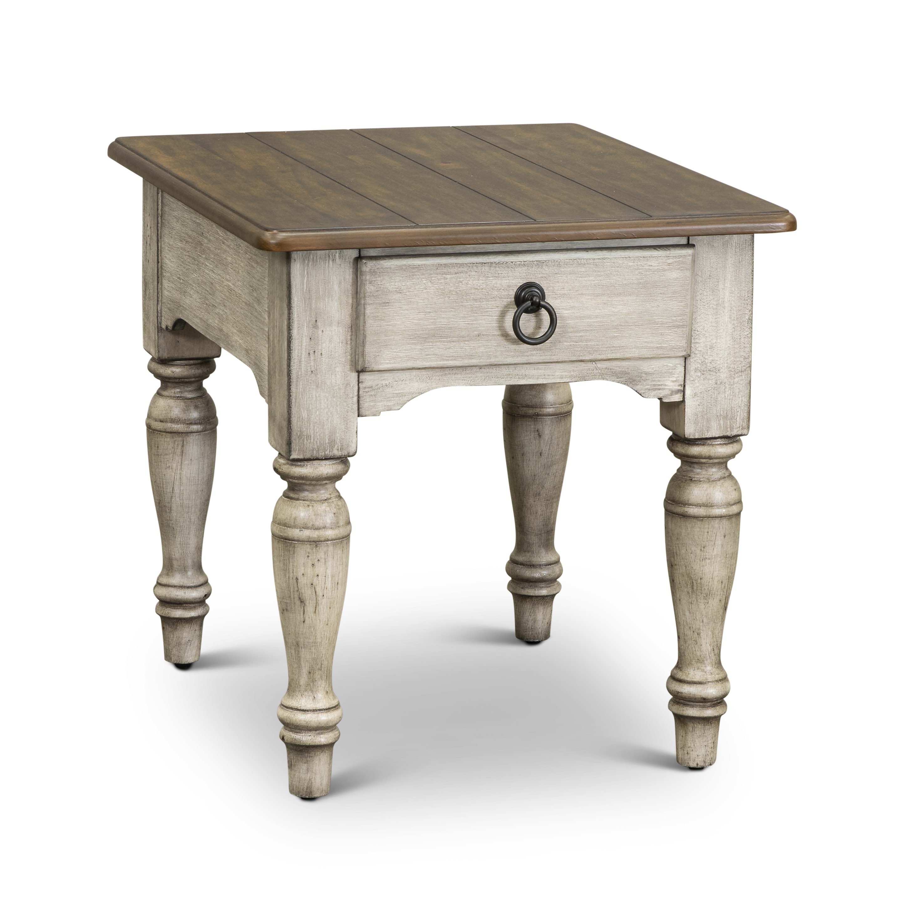 Antique White and Dark Wood End Table - Plymouth-1