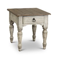 Antique White and Dark Wood End Table - Plymouth