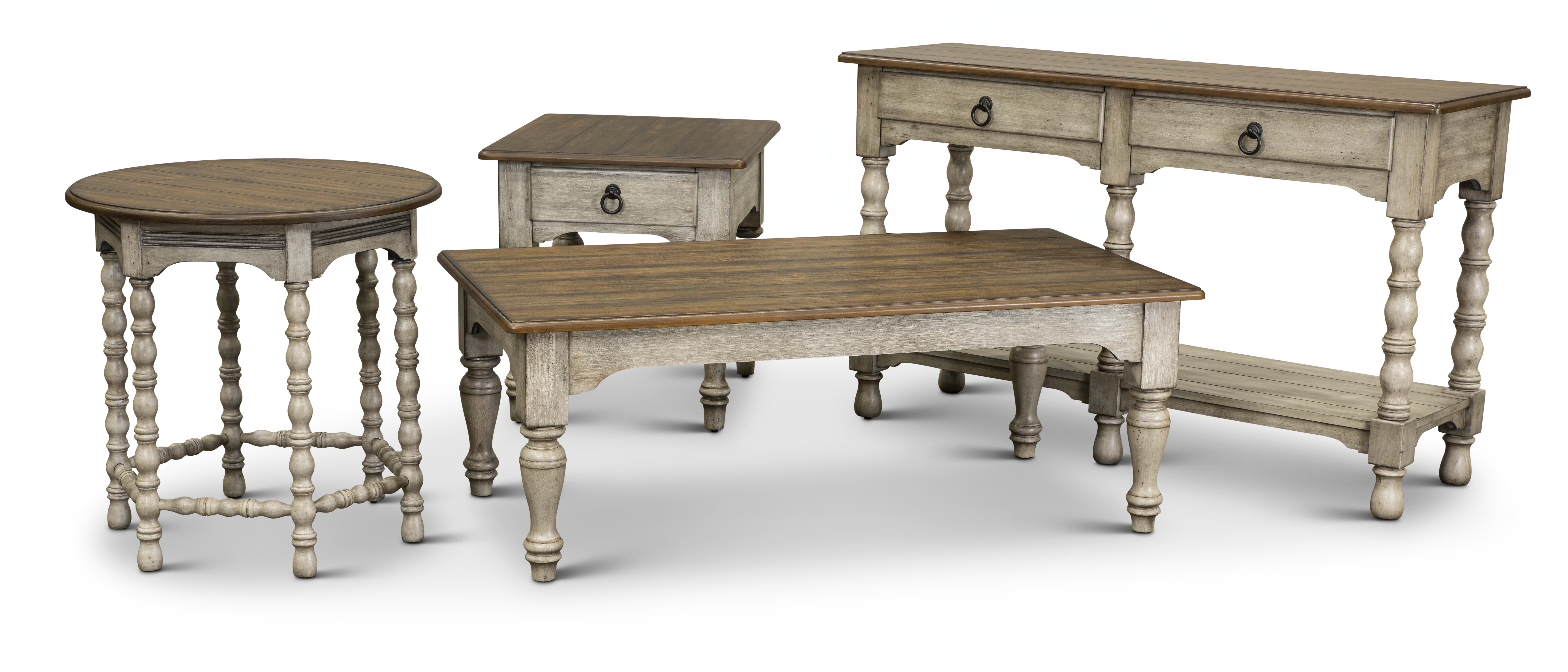 Antique White and Dark Wood End Table - Plymouth-2