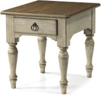 Antique White and Dark Wood End Table - Plymouth-3