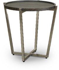 Dark Brown and Stainless Steel End Table - Platform
