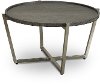 Dark Brown and Stainless Steel Round Coffee Table - Platform