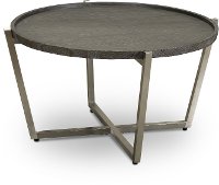 Dark Brown and Stainless Steel Round Coffee Table - Platform
