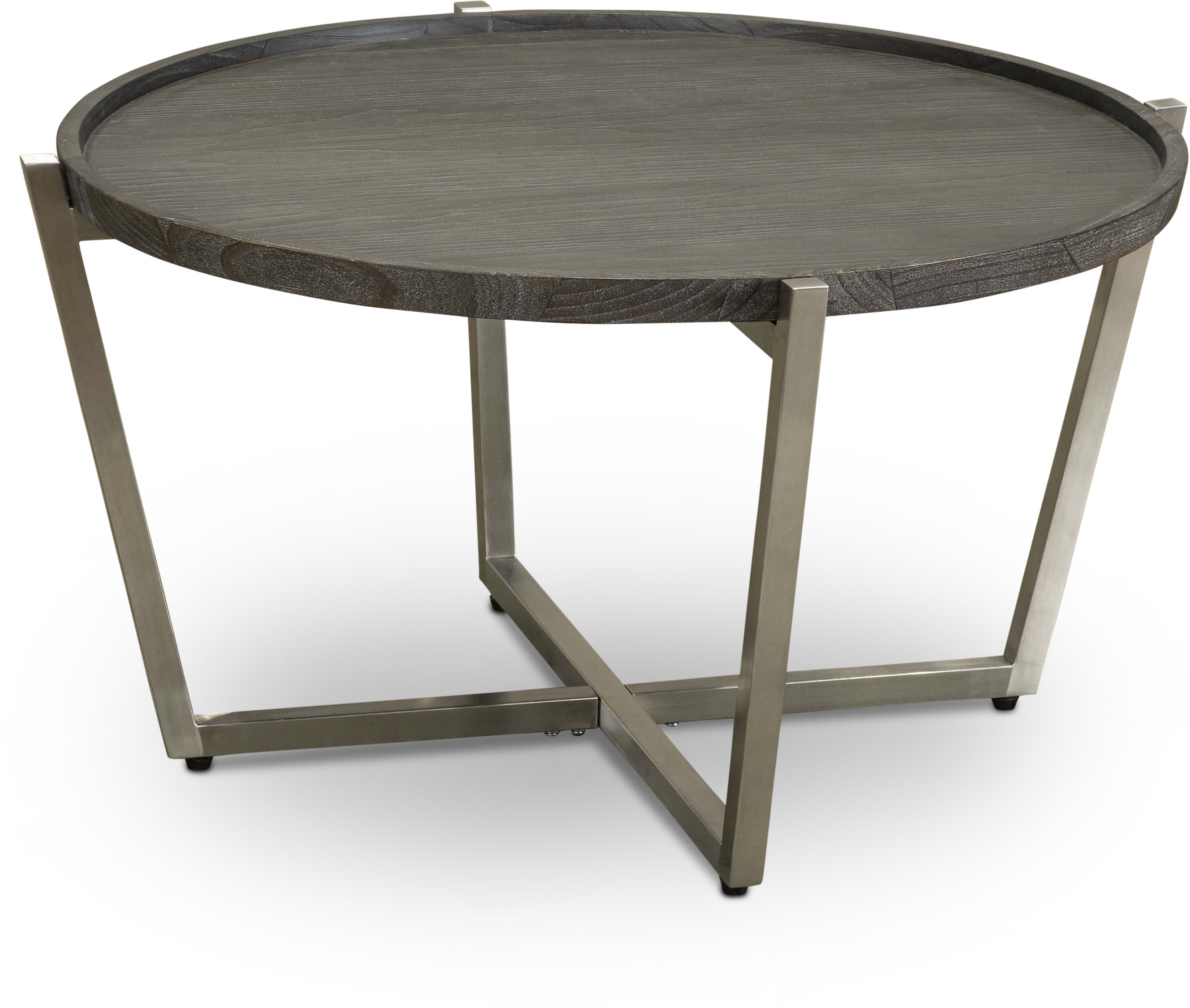 Platform Dark Brown and Stainless Steel Round Coffee Table-1