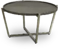 Platform Dark Brown and Stainless Steel Round Coffee Table