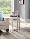 Dark Brown Chairside Table with Stainless Steel Base - Platform