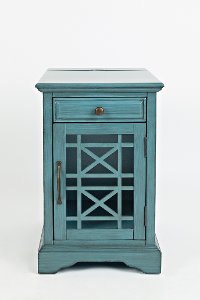 Aqua Blue Chairside Table - Craftsman