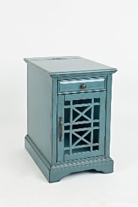 Aqua Blue Chairside Table - Craftsman-3