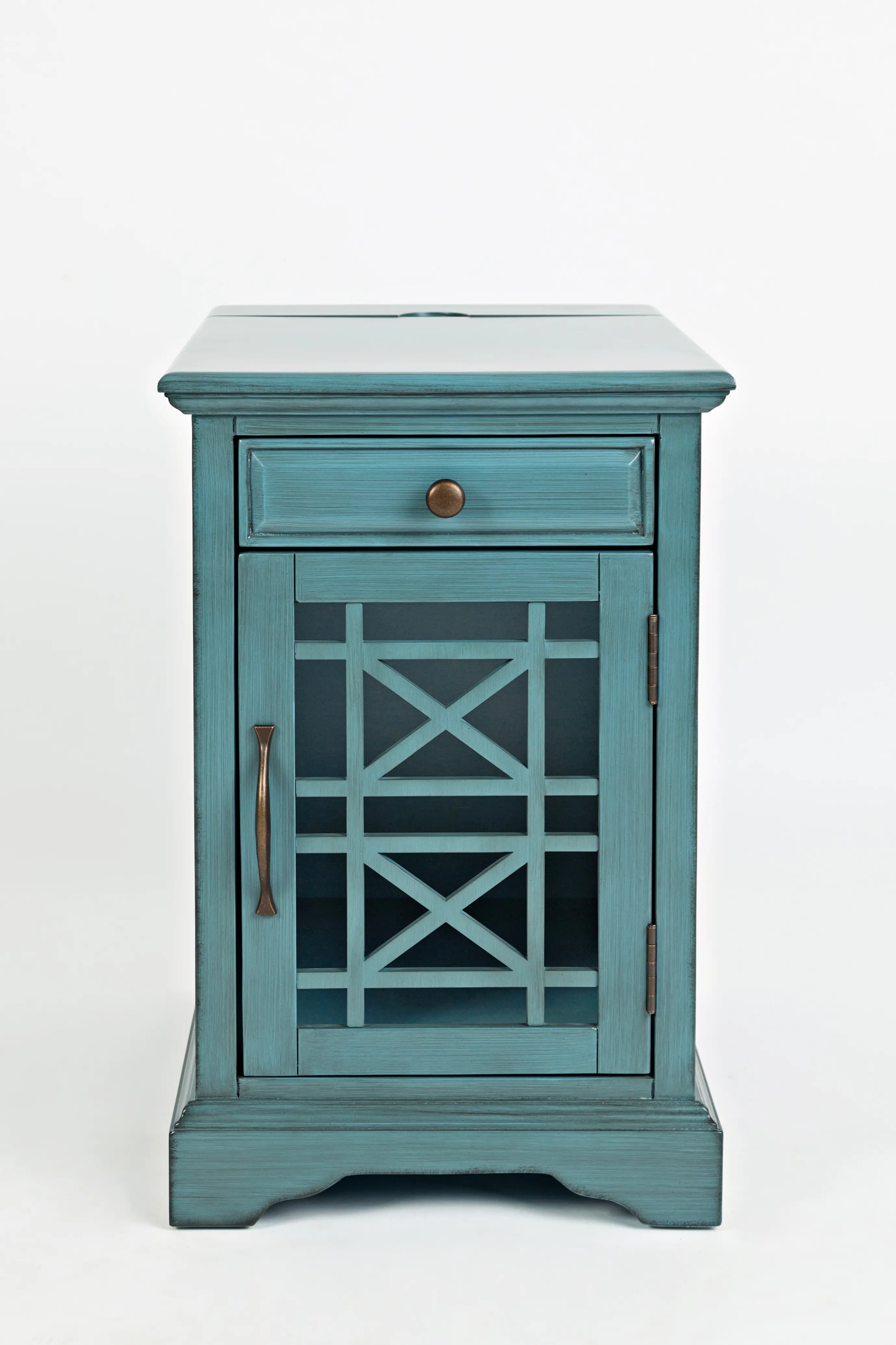 Craftsman Aqua Blue Chairside Table-1