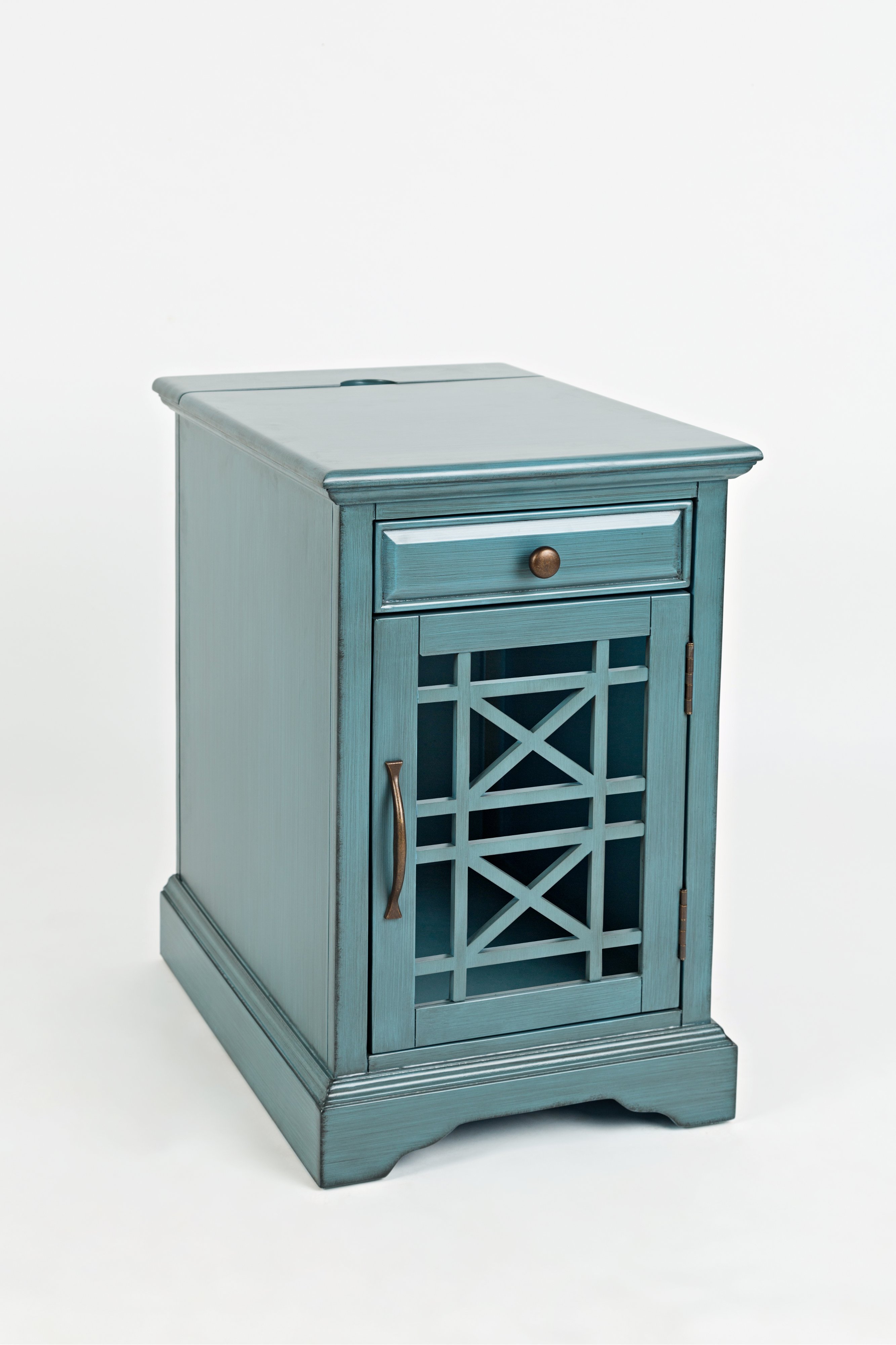Craftsman Aqua Blue Chairside Table-3