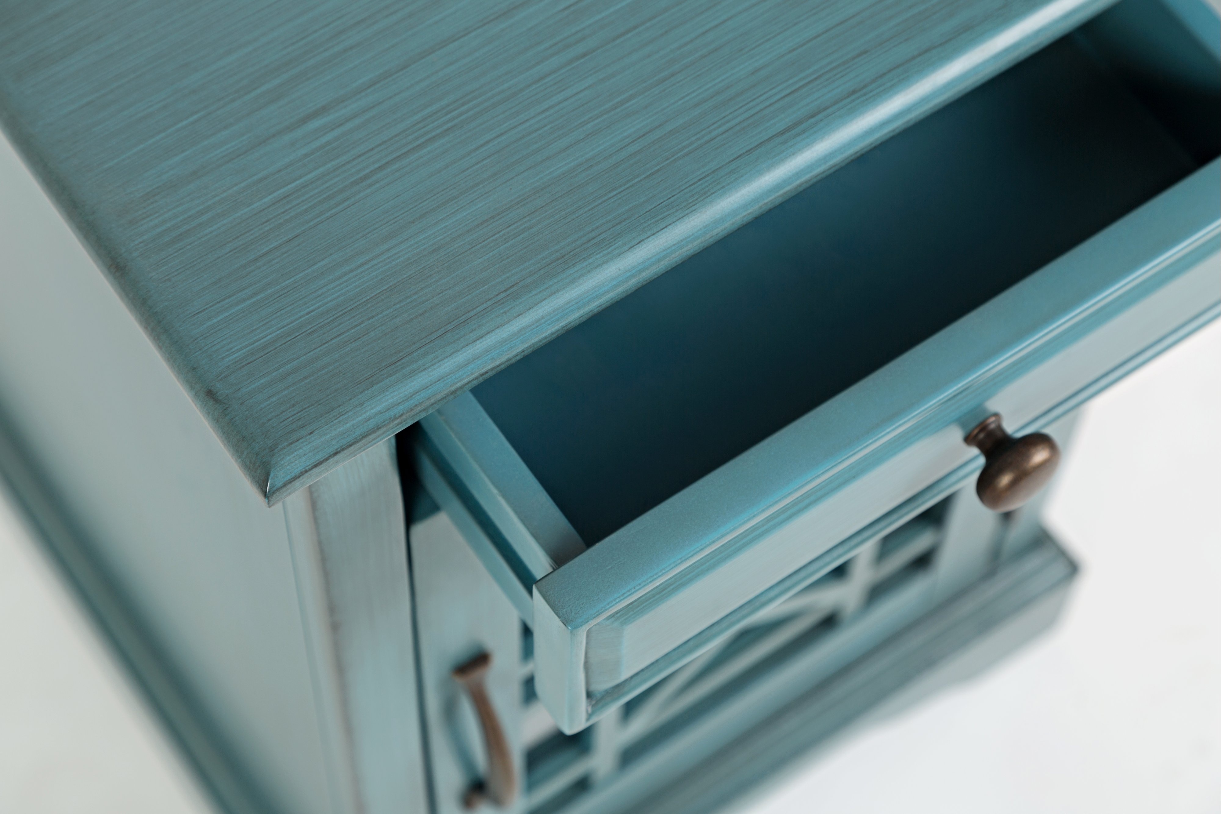 Craftsman Aqua Blue Chairside Table-7