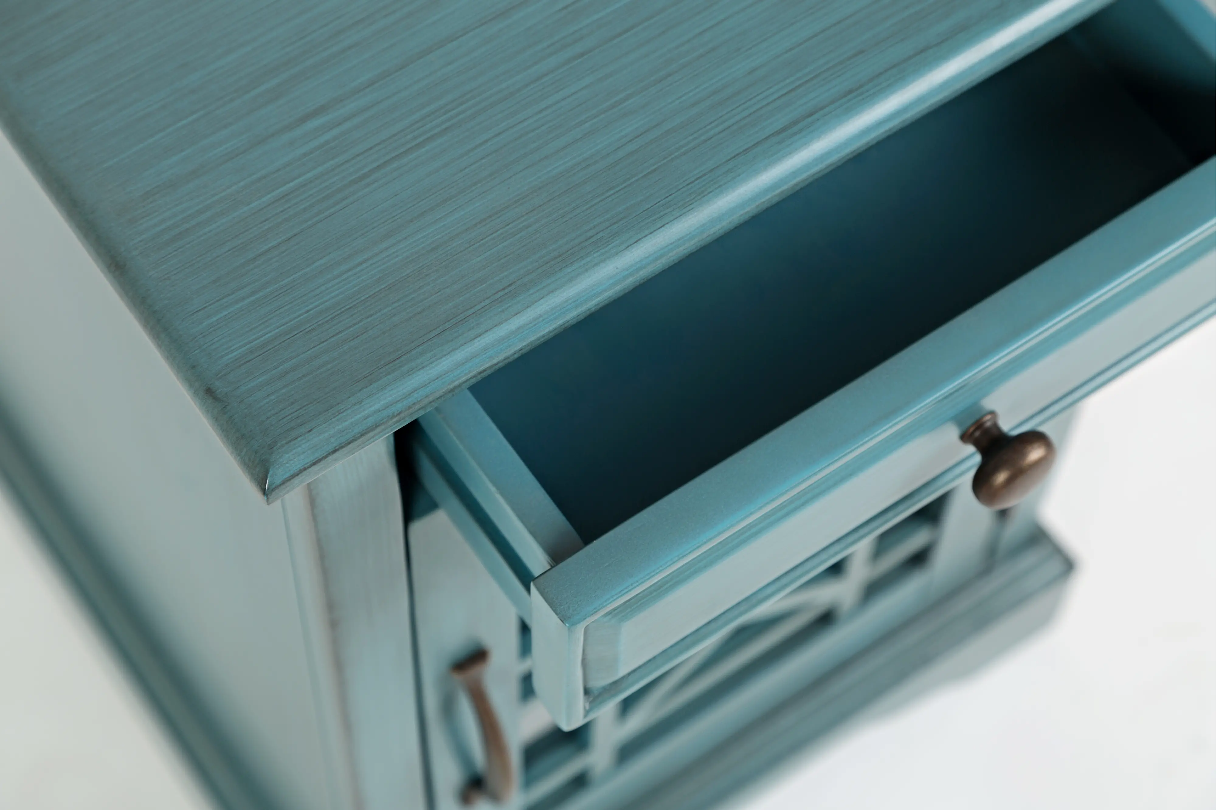 Craftsman Aqua Blue Chairside Table-7