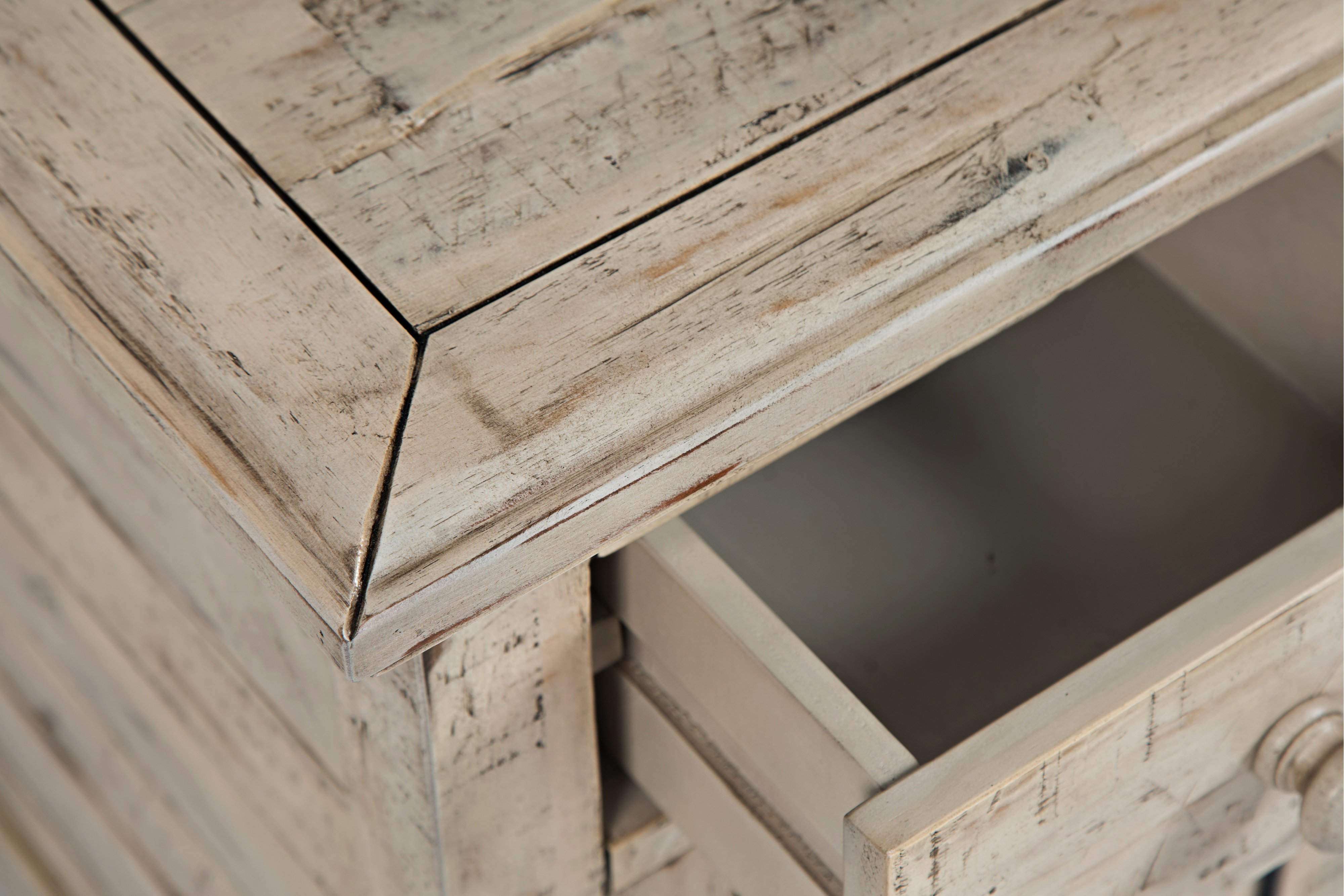 Rustic Shores White Chairside Table-5