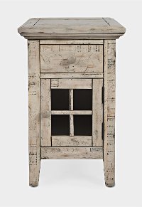 Rustic White Chairside Table - Rustic Shores