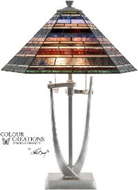 Multi Color Glass and Silver Tiffany Table Lamp - Las Brisas