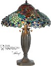 Multi Color Tiffany Glass Table Lamp - Peacock