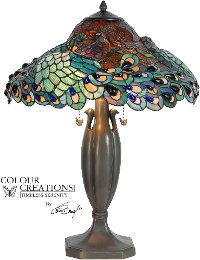 Multi Color Tiffany Glass Table Lamp - Peacock