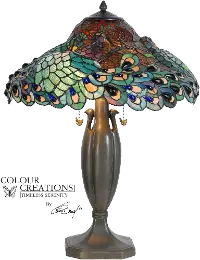 Multi Color Tiffany Glass Table Lamp - Peacock