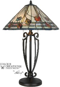 Multi Color Tiffany Glass Table Lamp - Bridgesburg