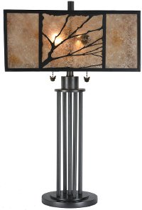 Brown Mica Table Lamp with Glass Shade - Red Deer Way