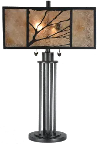 Red Deer Way Brown Mica Table Lamp with Glass Shade