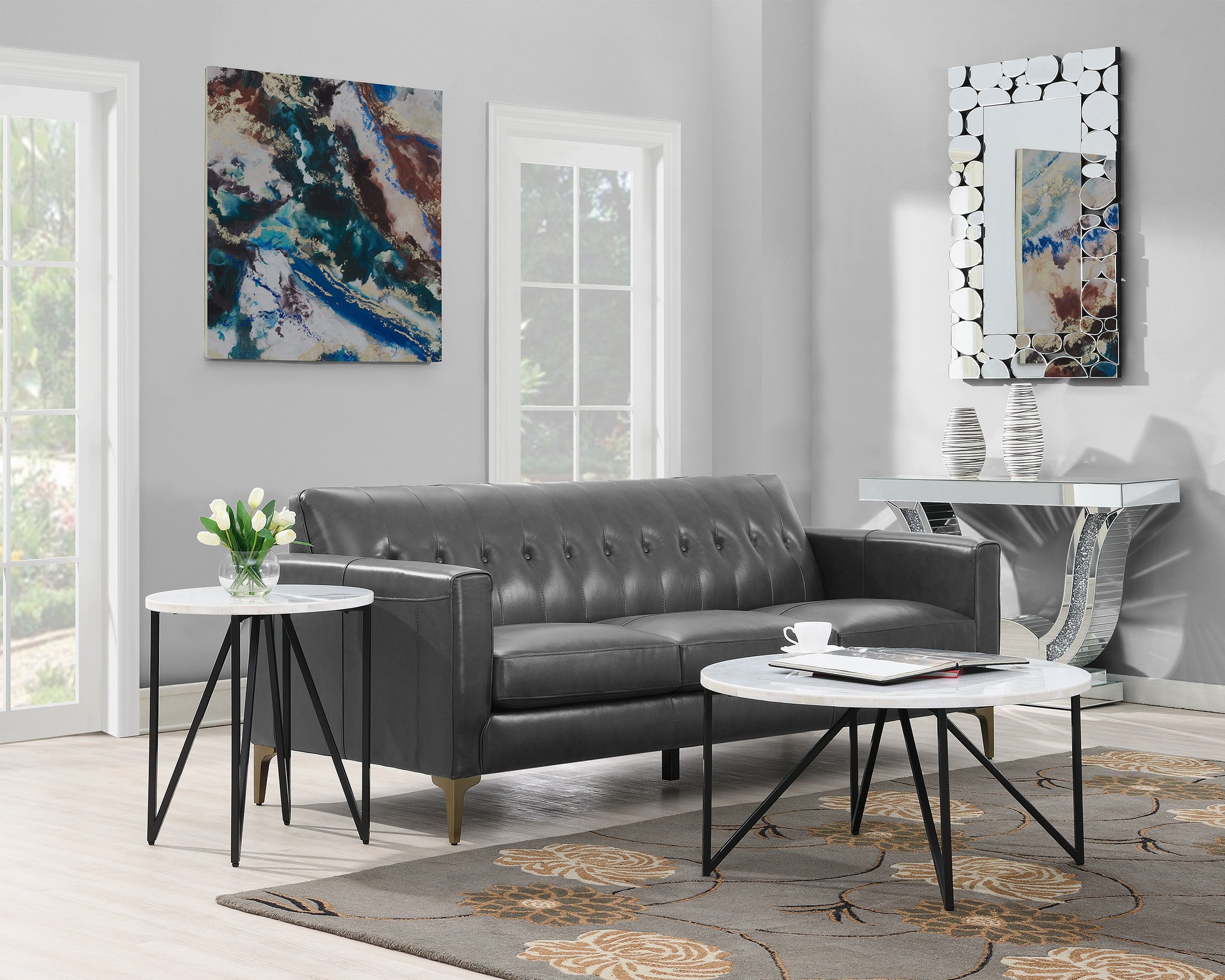 Cedric Contemporary Round Marble Coffee Table-3