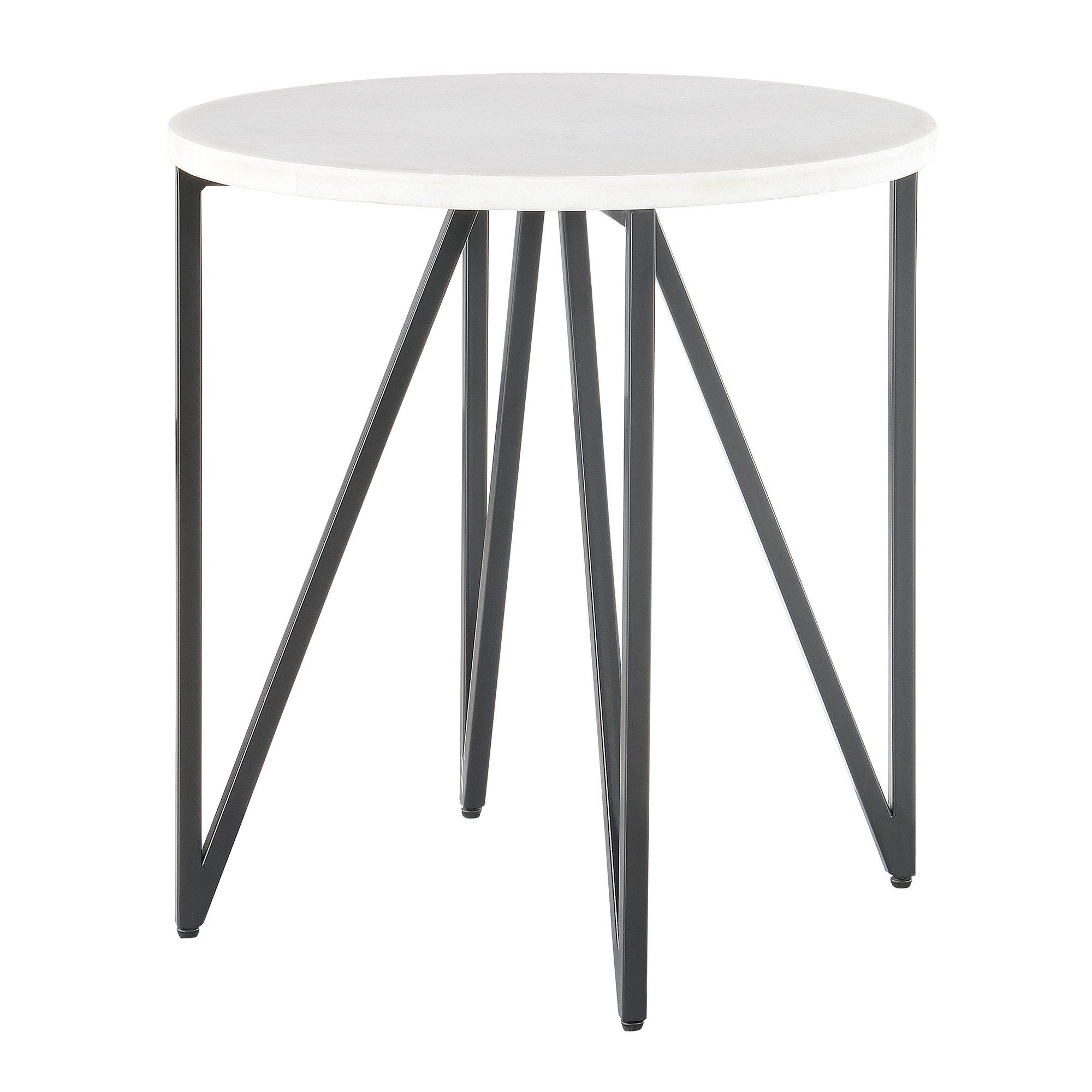 Cedric Contemporary Round Marble End Table-3