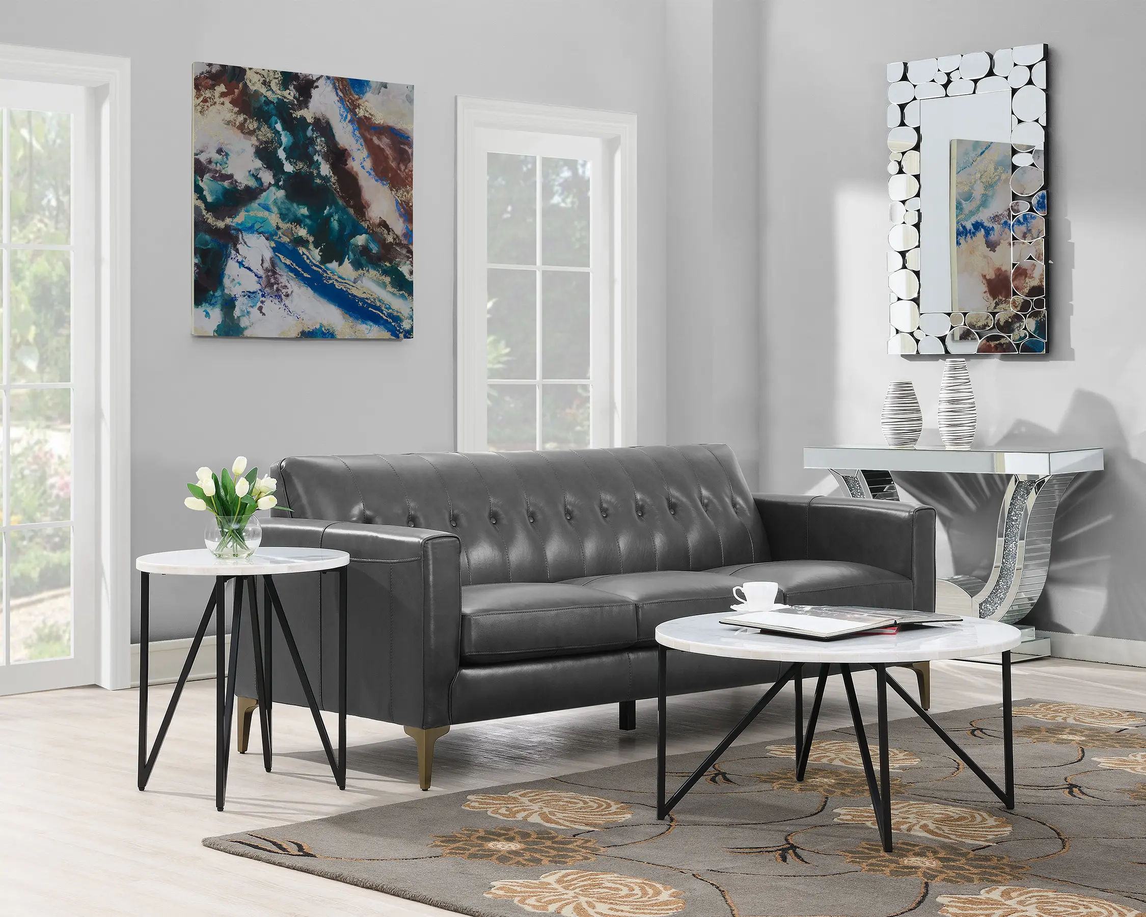 Cedric Round Marble End Table-4