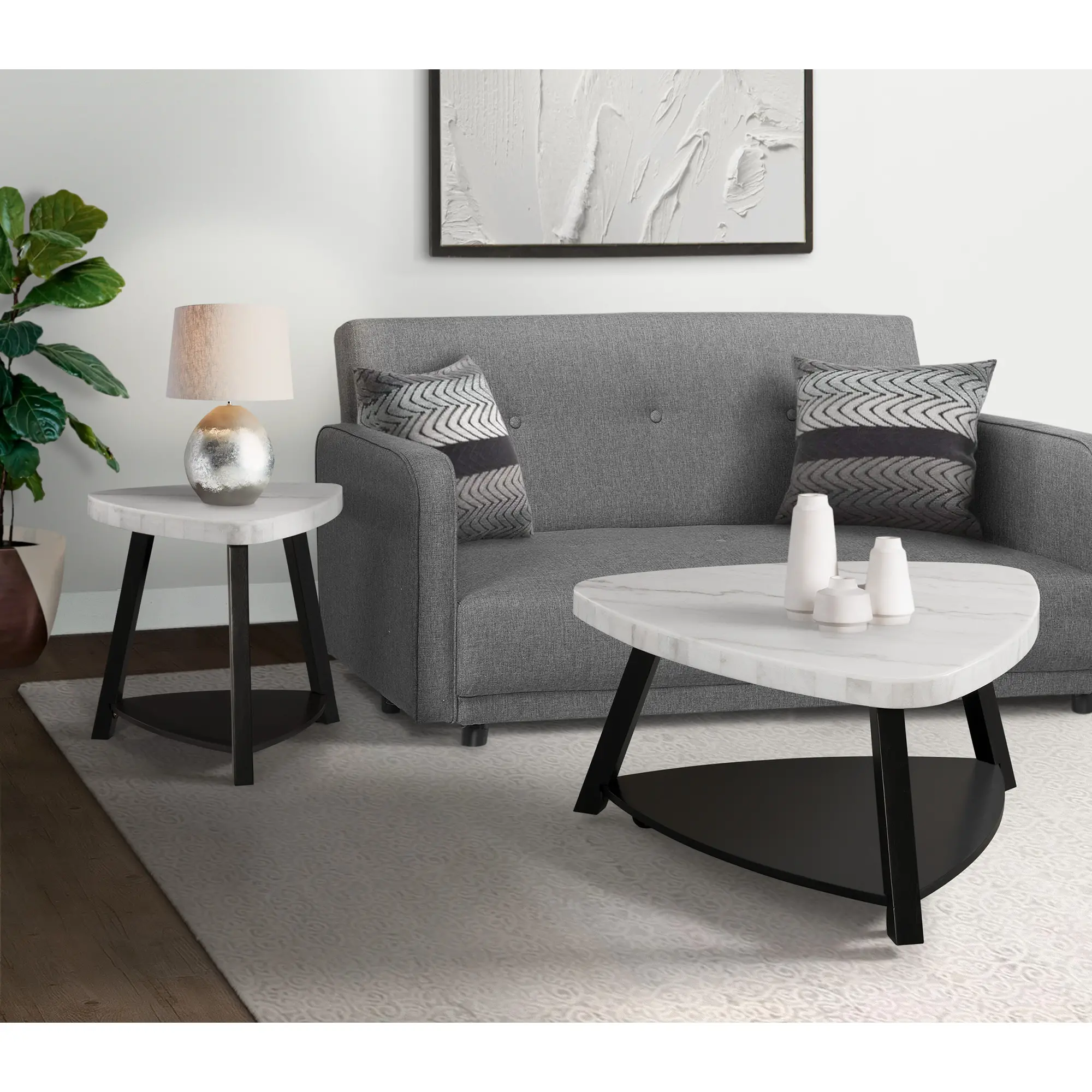 Trinity White Marble End Table-10