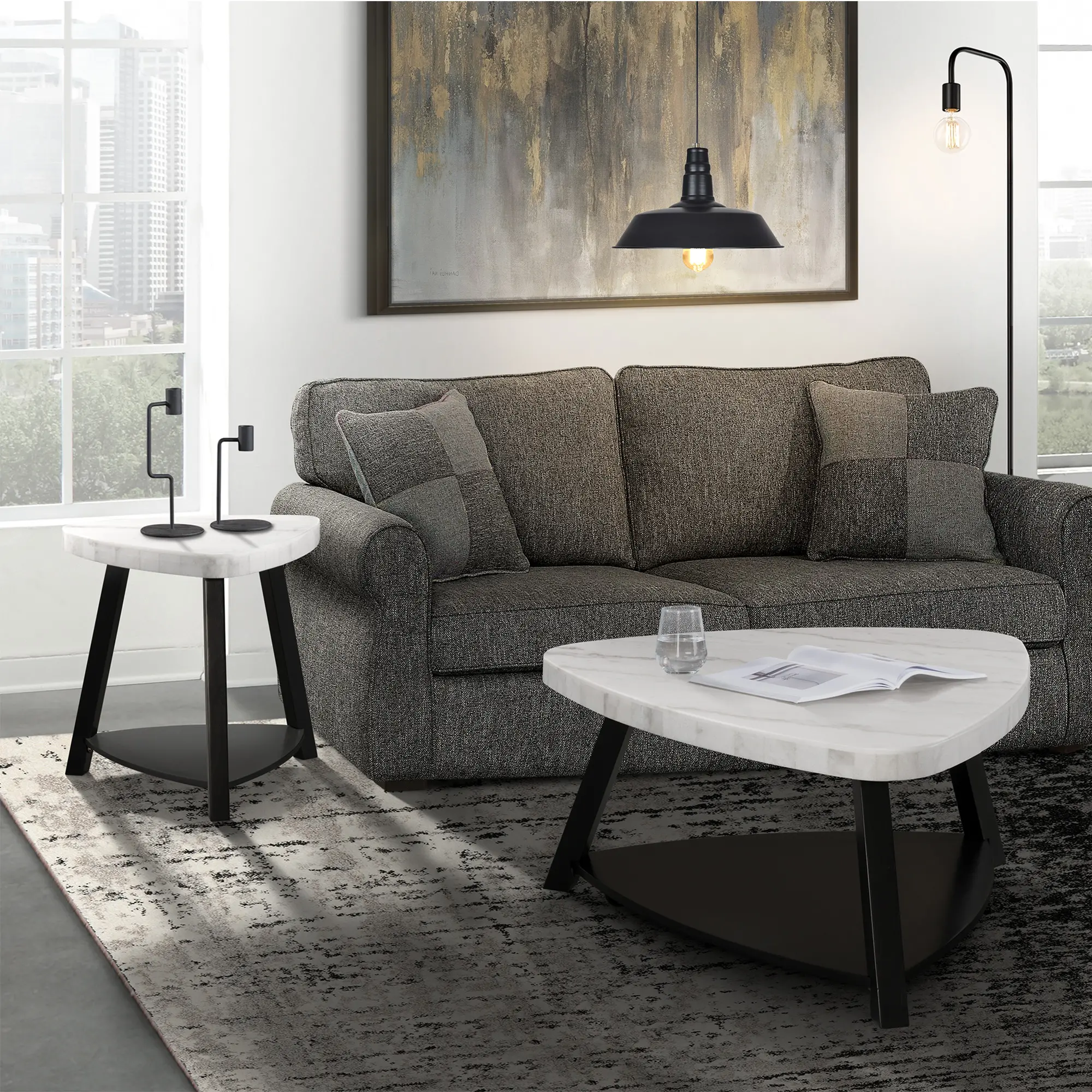 Trinity White Marble End Table-2