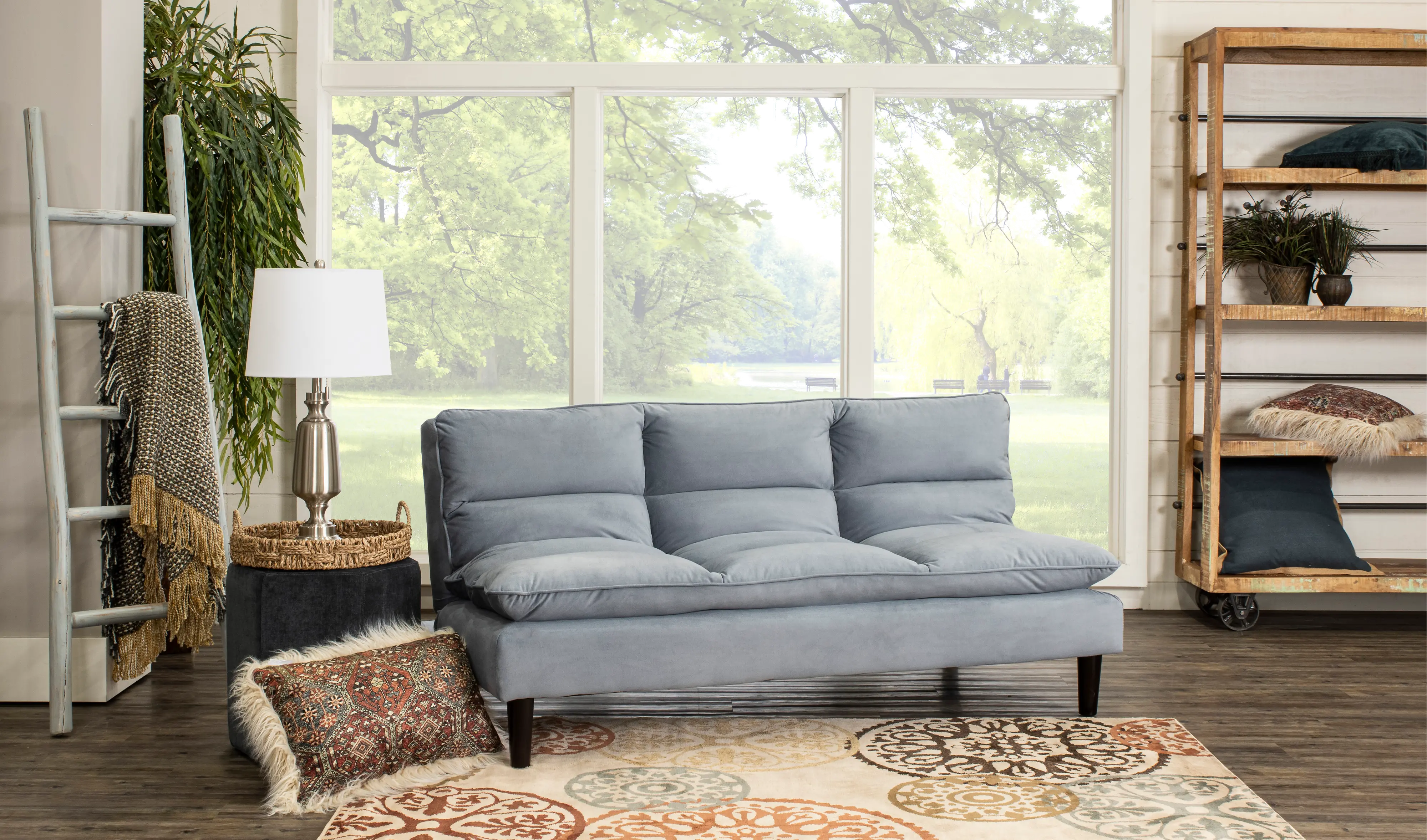 Monterey Sky Blue Convertible Sofa Bed-2