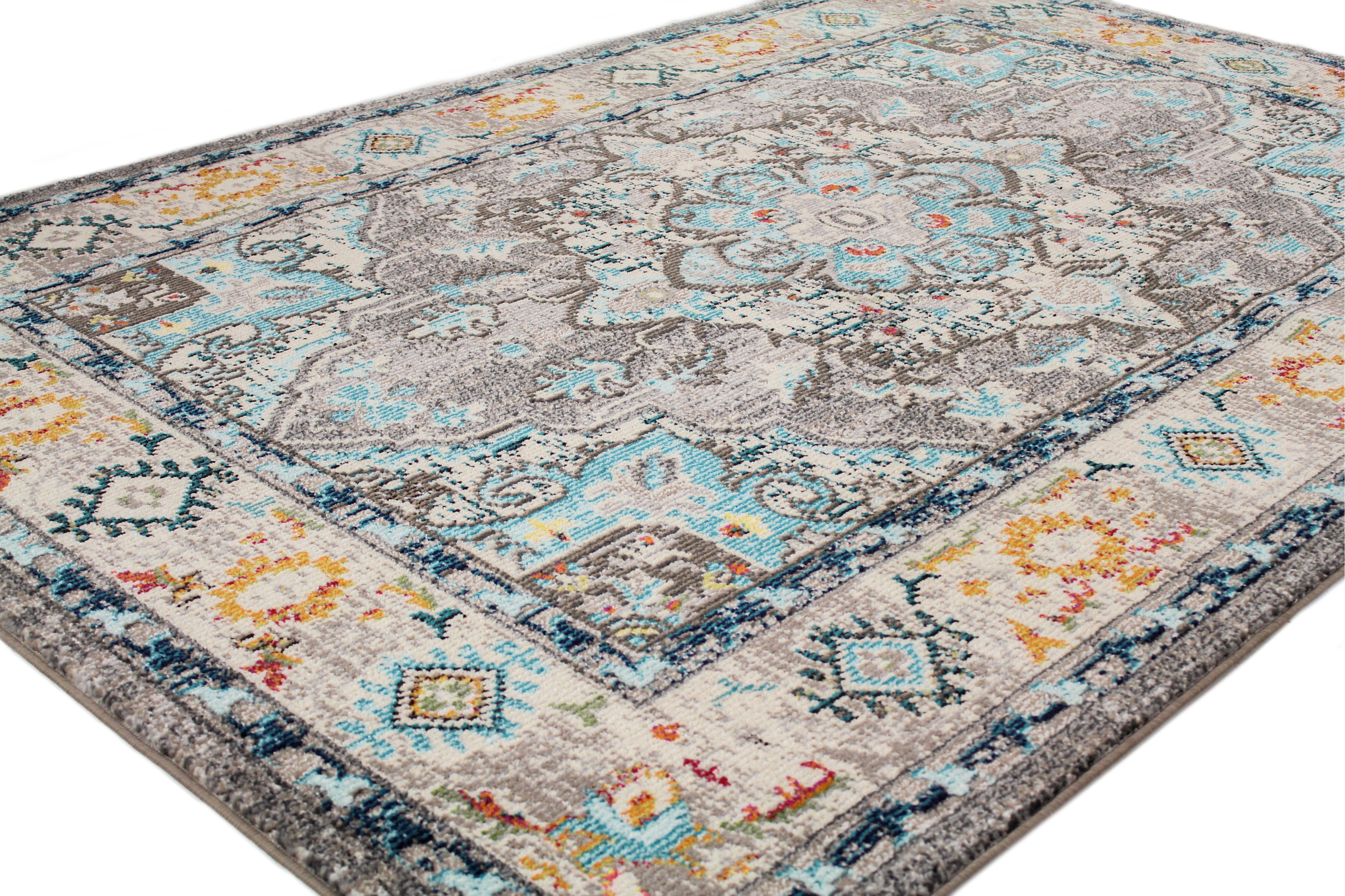 Dakota 8 x 10 Large Transitional Zell Beige and Blue Rug-3