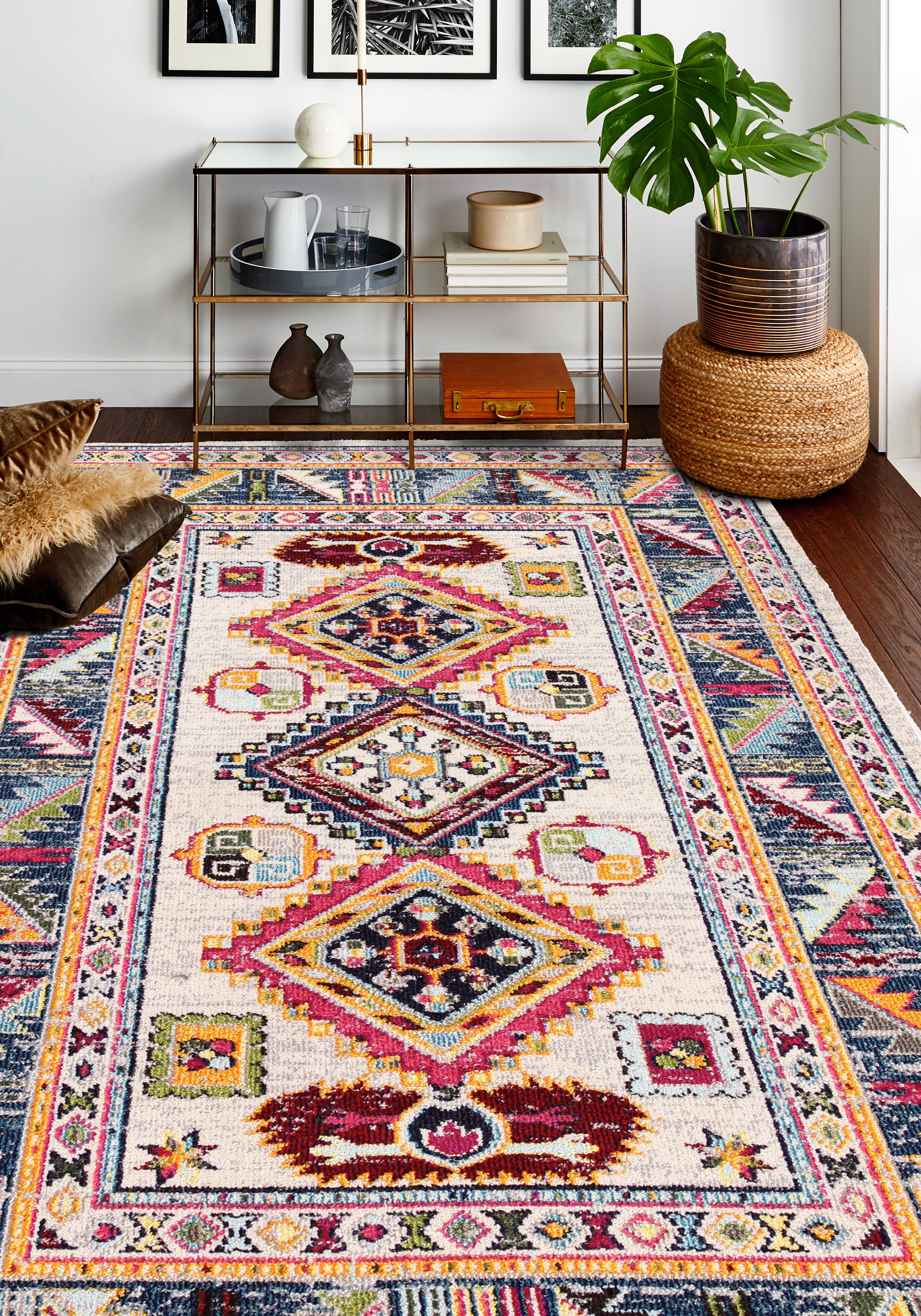 Dakota 8 x 10 Large Transitional Zita Ivory and Blue Rug-3