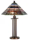 Las Brisas Bronze Tiffany Table Lamp with Multi Color Glass Shade