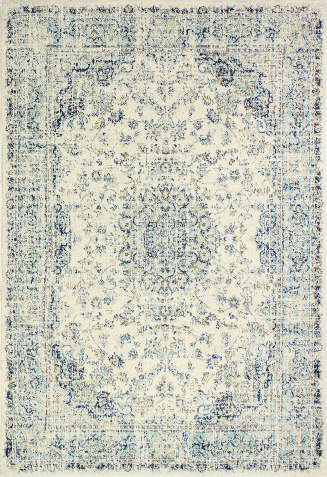 Everek 8 x 10 Traditional Mariela Ivory and Blue Rug-1