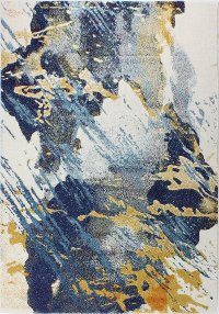 8 x 10 Large Traditional Neda Ivory, Gold and Blue Rug - Everek