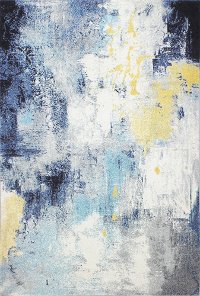 8 x 10 Large Traditional Amos Ivory, Gold and Blue Rug - Everek