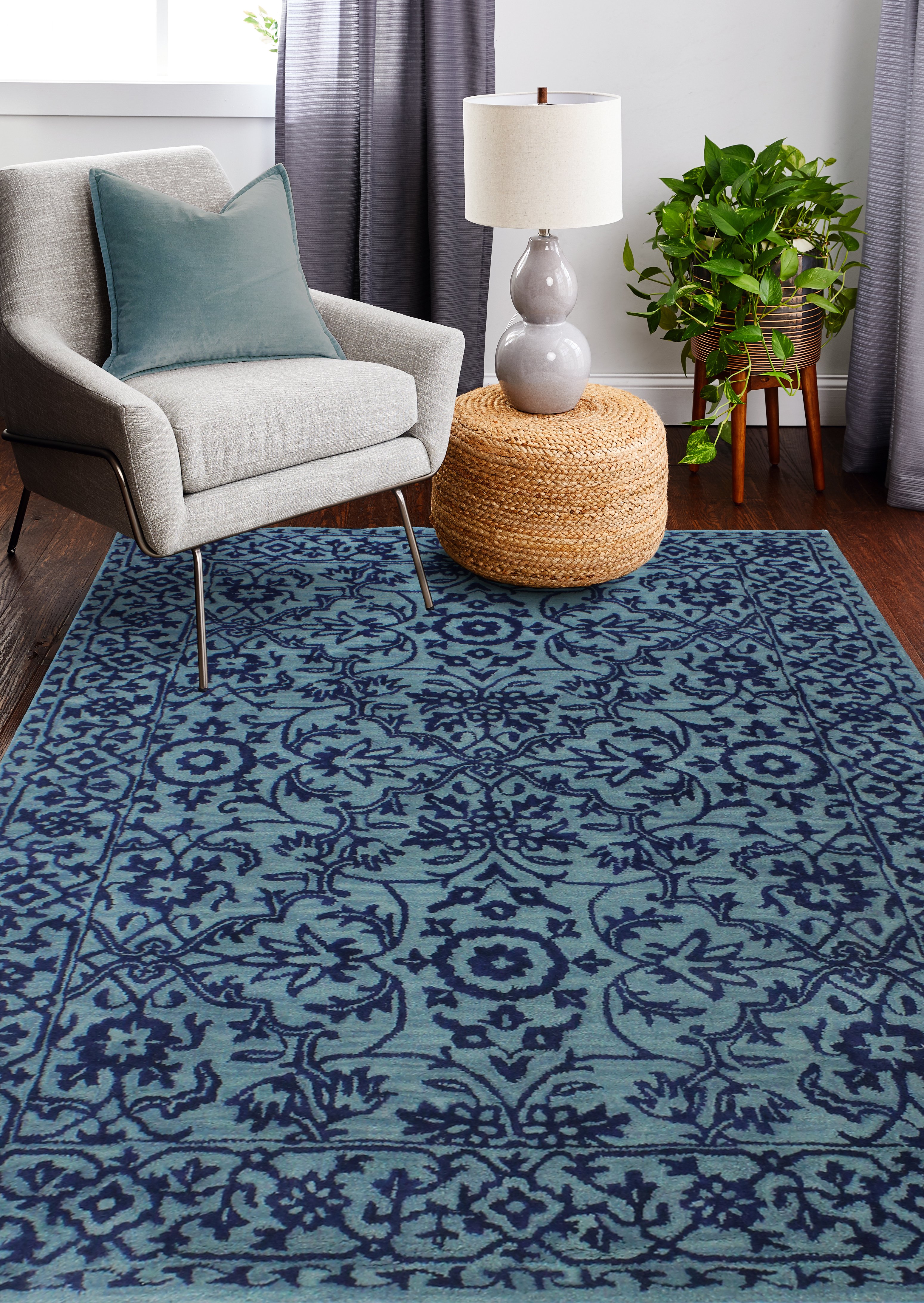 8 x 10 Large Contemporary Elsie Blue Rug - Chelsea-3