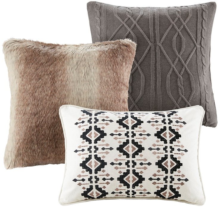 Black, Tan and Ivory Queen Urban Cabin 8 Piece Bedding Collection-4