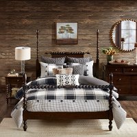 Black, Tan and Ivory Queen Urban Cabin 8 Piece Bedding Collection-6