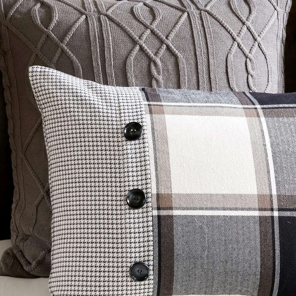 Black, Tan and Ivory Queen Urban Cabin 8 Piece Bedding Collection-7